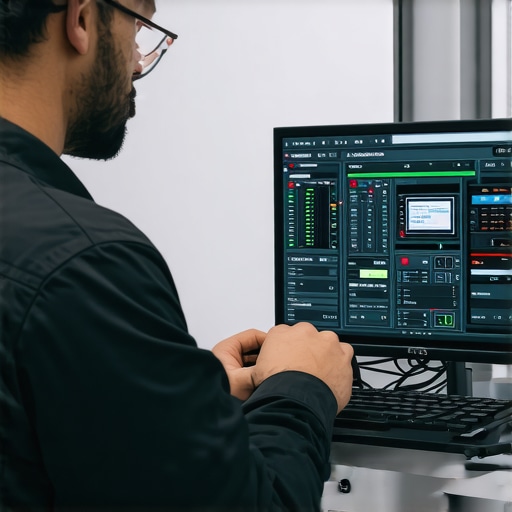Technician working on computer hardware and security measures