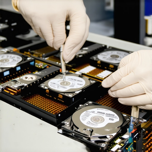 Technicians performing data recovery in a modern lab setting
