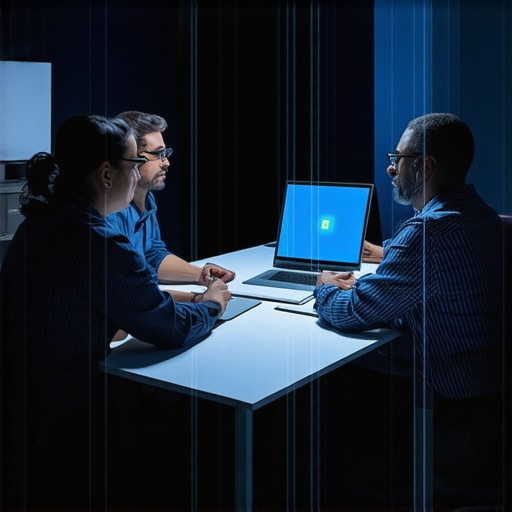 A modern office team discussing cybersecurity strategies