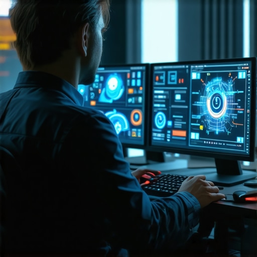 AI-Driven Maintenance Tools in 2024 Technician using AI diagnostics on a computer to ensure system health.