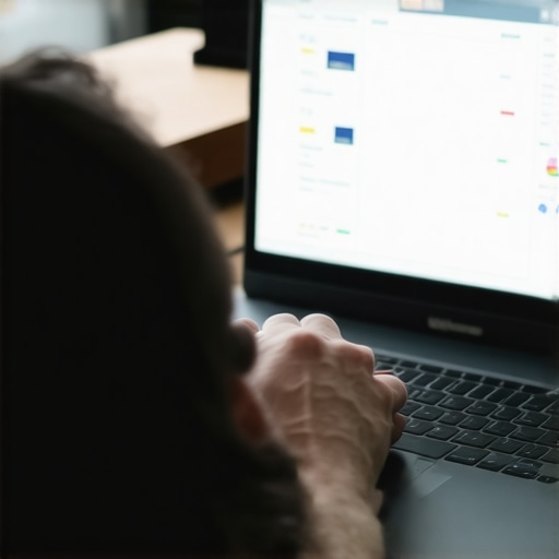 Person working on laptop with diagnostic and cleanup tools open.