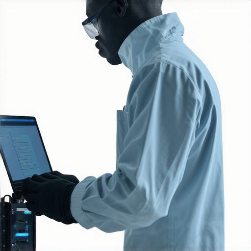 Professional Data Recovery Technician in Action Technician performing data recovery in a clean room environment.