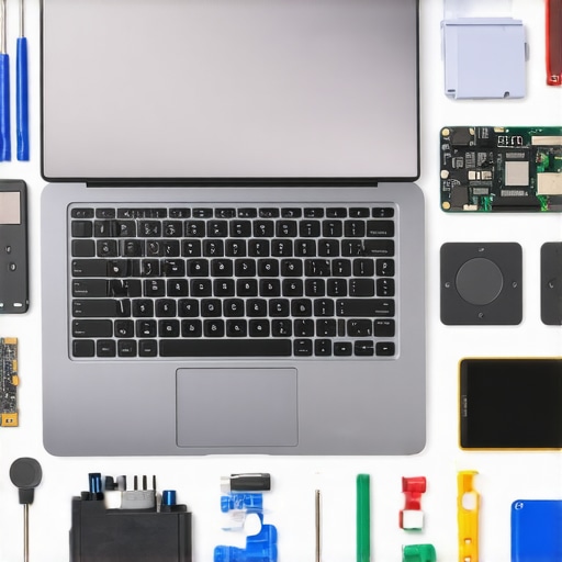 Tools and disassembled laptop for repair tutorial
