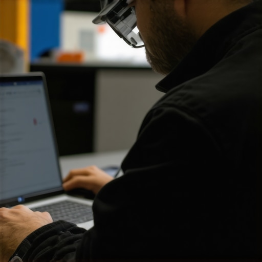 A person repairing a laptop with precision screwdrivers and diagnostic tools.