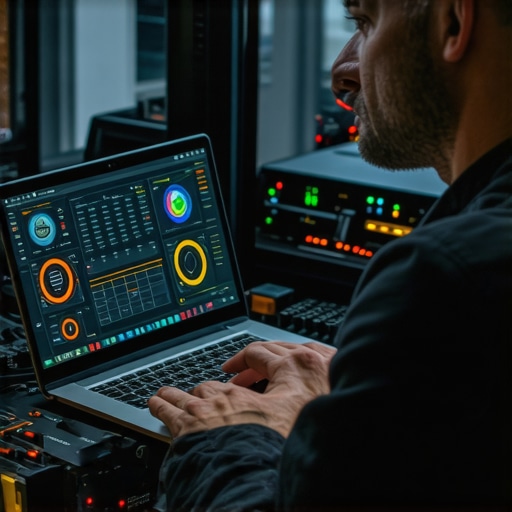Technician performing system diagnostics on hardware components.