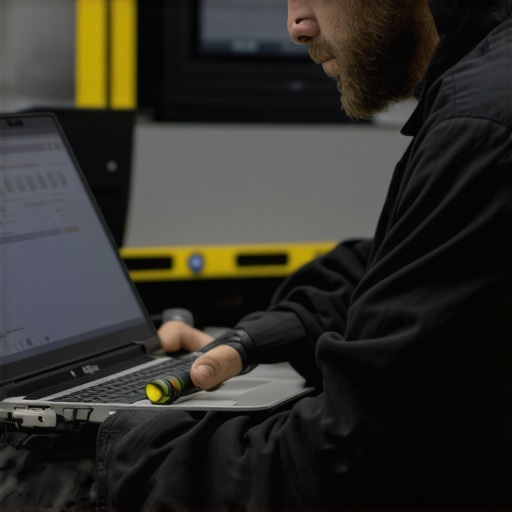 Technician performing hardware diagnostics on a laptop with specialized tools.