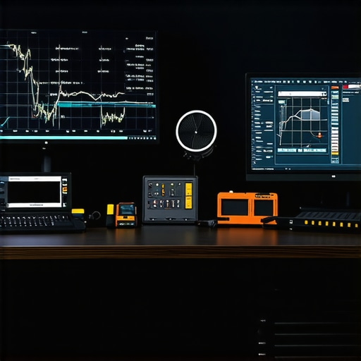 Workspace with repair tools and diagnostic software for computer maintenance.