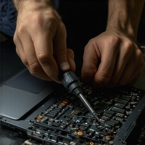 Tech Repair Tools in Action Technician expertly using tools for laptop maintenance