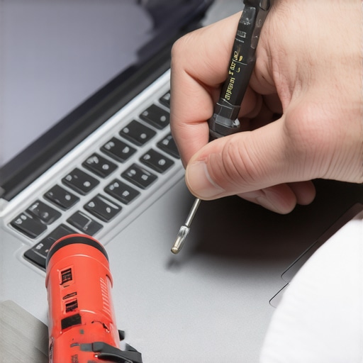 Detail shot of tools used for repairing a laptop