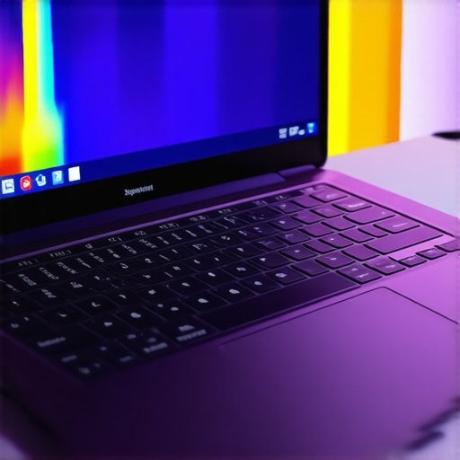 A thermal camera analyzing a laptop's internal components to monitor temperature and prevent hardware failure.