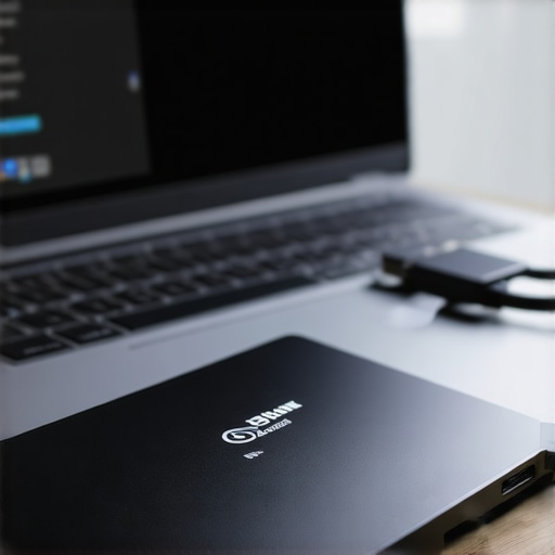 External SSD connected to a laptop with data recovery software open