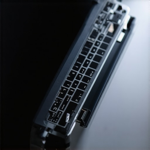 Technician inspecting internal display connectors of a laptop