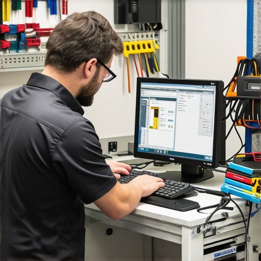 Professional PC Diagnostic Tools in Action Technician analyzing hardware health using specialized software and tools