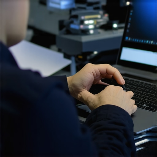 Technician performing hardware diagnostics on a laptop using advanced tools.
