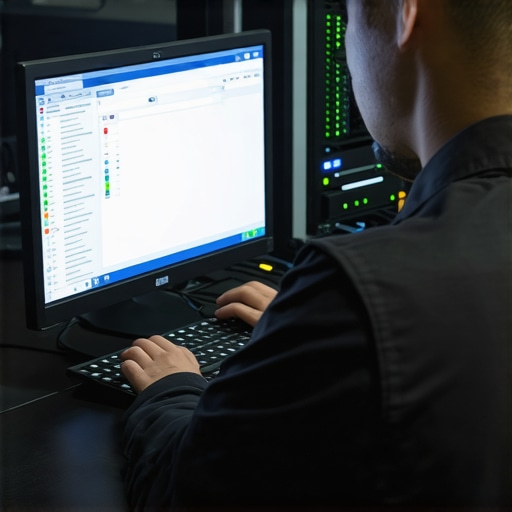 IT technician working with data recovery tools on a server