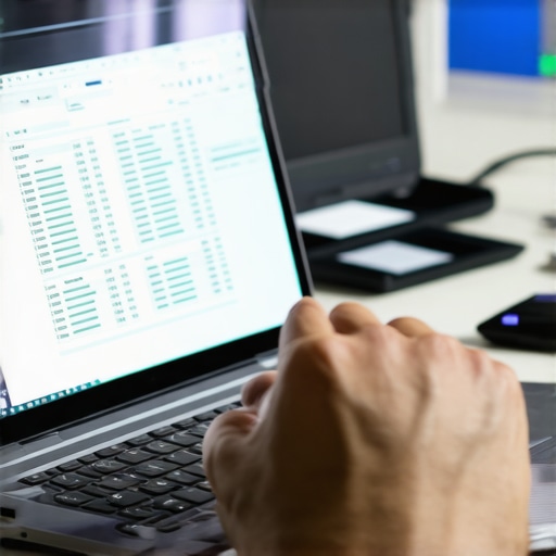 Data Recovery in Action Technician operating data recovery software on a laptop