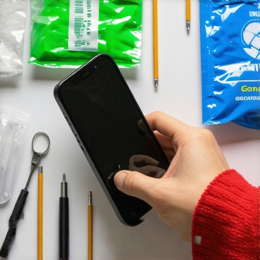 Person carefully drying and inspecting a water-damaged smartphone for internal corrosion.
