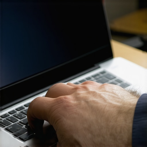 Technician using a USB diagnostic device connected to a laptop for hardware analysis.
