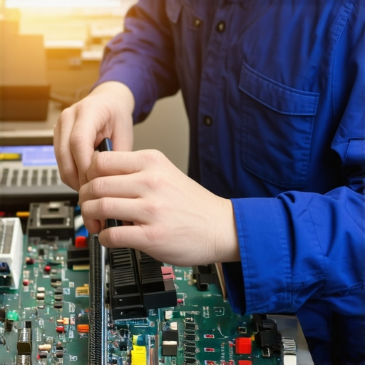 Hardware Diagnostics in Action IT technician analyzing computer hardware with diagnostic tools