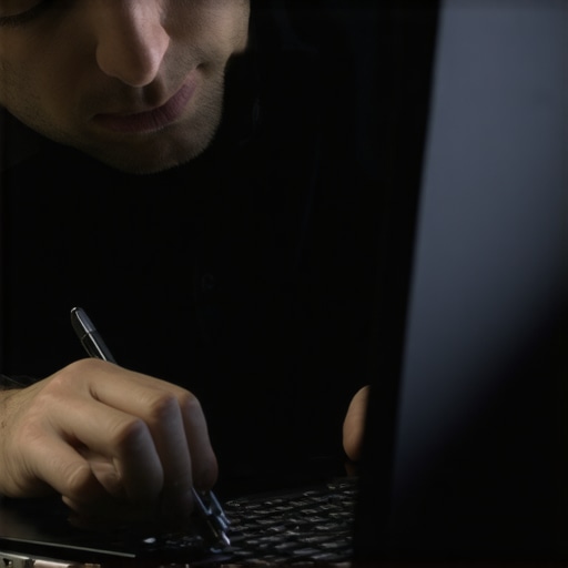 Technician checking internal connections of a laptop screen during repair.