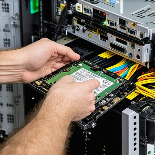 Pro Data Recovery Setup Technician using specialized SATA-to-USB adapter for data recovery in a repair shop.