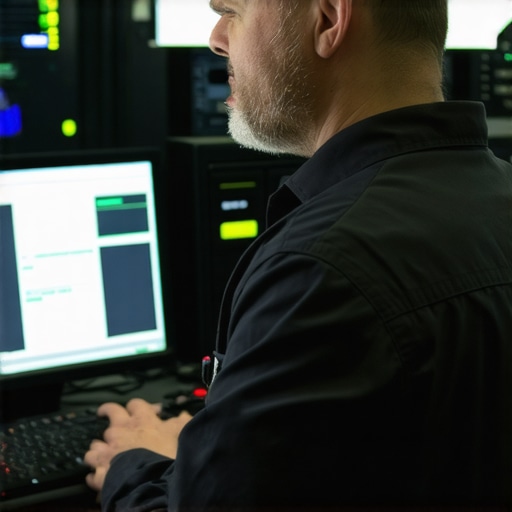 IT technician using diagnostic tools to monitor server health