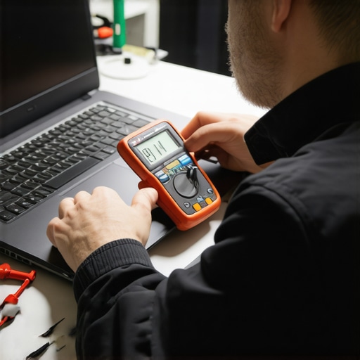 technician performing hardware diagnostics on a laptop