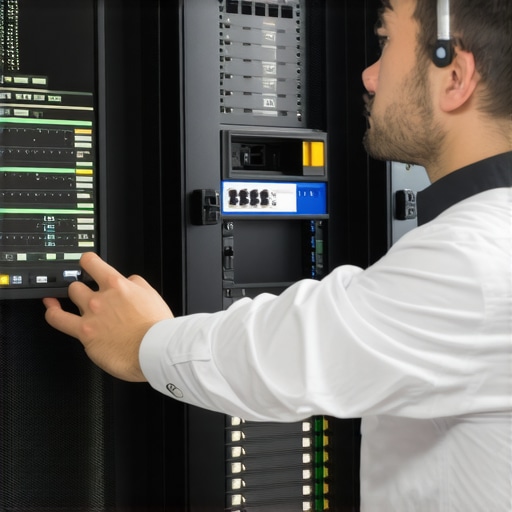 Technician monitoring server health with advanced tools, highlighting proactive maintenance practices.