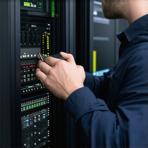 IT technician performing hardware diagnostics on server equipment.