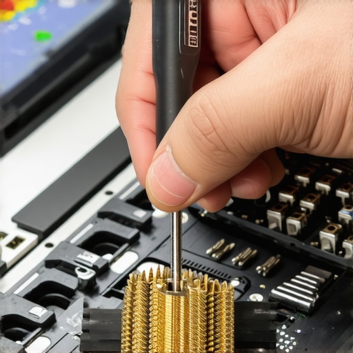 Close-up of professional laptop repair tools being used by a technician on a laptop