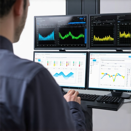 Technician reviewing hardware health metrics on a diagnostic interface.