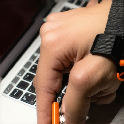 Technician wearing anti-static wrist strap repairing a laptop
