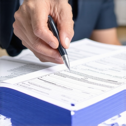 Business professional reviewing certificates and compliance documents