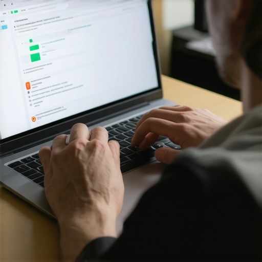Person performing data recovery on a laptop with software scanning for files