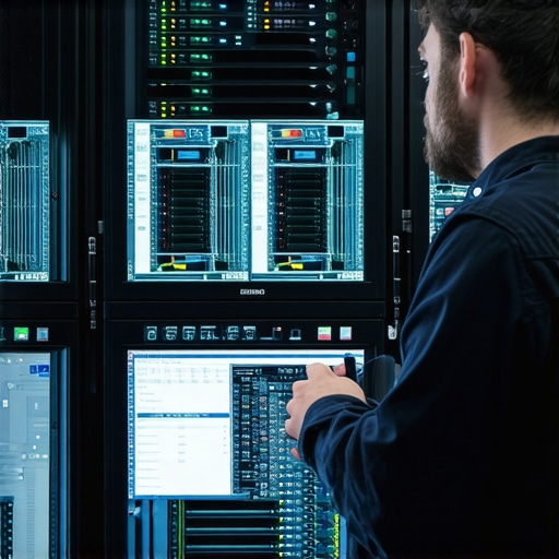 Efficient IT Support Troubleshooting IT technician diagnosing network issues in a server room