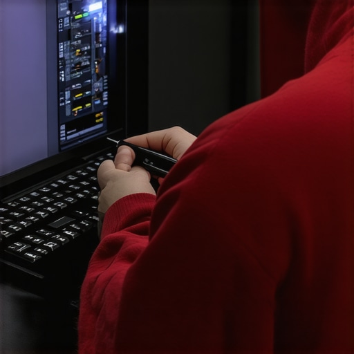 Technician analyzing computer hardware with diagnostic tools
