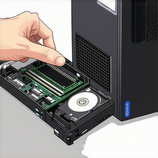 Hardware Removal in Desktop PC Technician carefully disconnecting RAM and hard drive from a desktop computer for troubleshooting