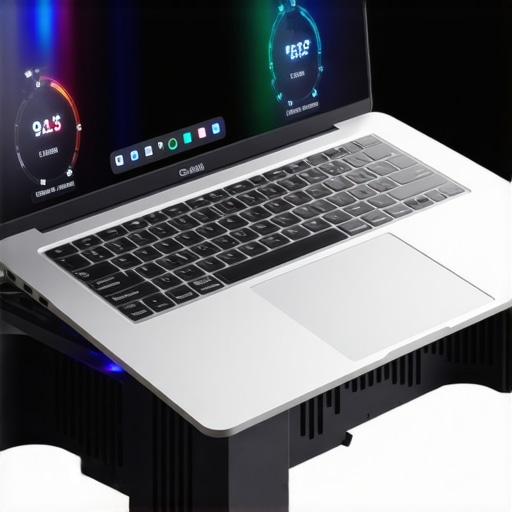 Laptop on cooling stand with airflow management