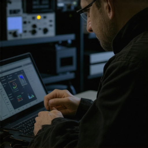 Laptop Diagnostics in Action Technician performing hardware check on a laptop using specialized tools