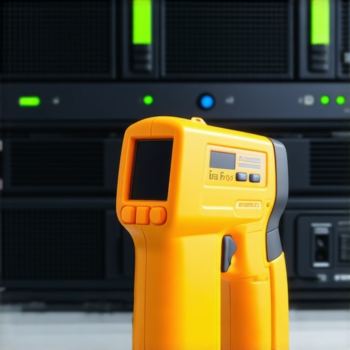 Using infrared thermometer to check temperature of server hardware in a server room