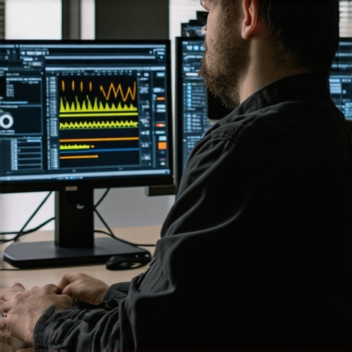 Proactive Computer Maintenance in Action A technician monitoring hardware performance using specialized software.