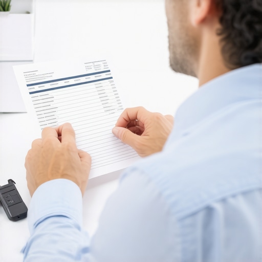 Transparent IT Billing A business owner examining an IT support invoice with detailed charges