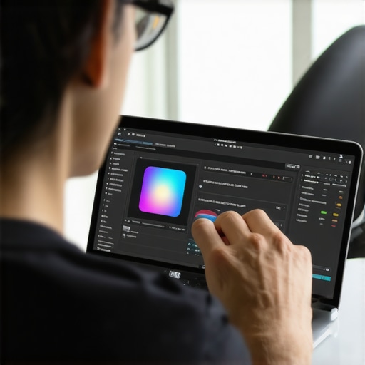 Person fine-tuning display resolution on a laptop to fix blurriness