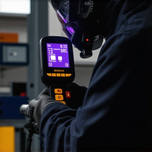 Technician performing hardware diagnostics with thermal camera and SSD checker