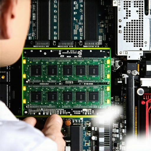 Technician testing RAM modules in a desktop computer during troubleshooting