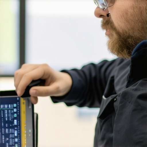 Technician examining a laptop display with diagnostic tools to identify ghosting problems.