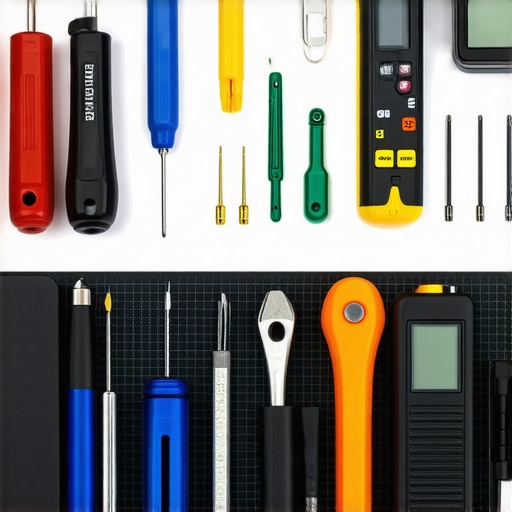 technician's repair station with essential tools and monitors