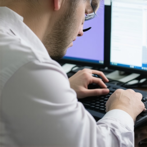 IT technician analyzing computer hardware with diagnostic tools