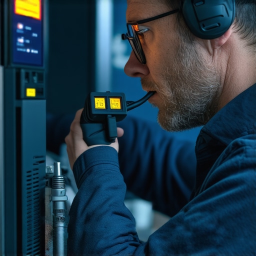Hardware Inspection with Thermal Camera Technician checking computer components for overheating using thermal imaging