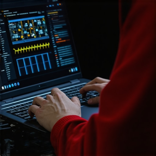 Hardware diagnostics in action Technician performing hardware test on a laptop using diagnostic software.